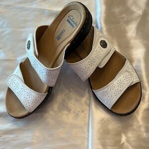 Clarks Women's Perforated White Sandals